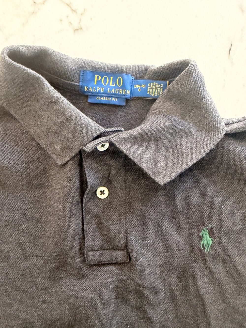 Boy’s Polo by Ralph Lauren Gray Polo with Green Pony Logo
